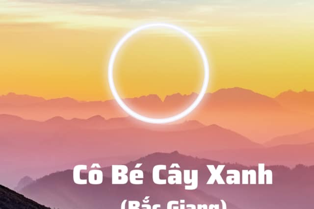 Glowing white circle hovers above silhouettes of mountain ridges under a vibrant sunset sky with bold text below.