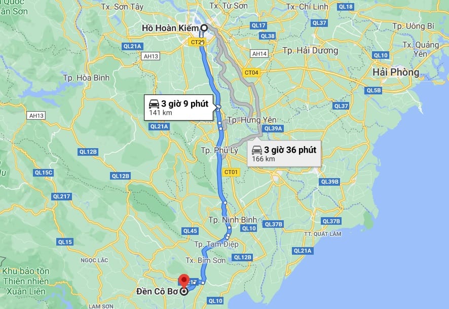 đường đi đền cô bơ